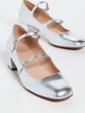 Madewell The Nettie Heeled Mary Jane Heels Silver 6.5